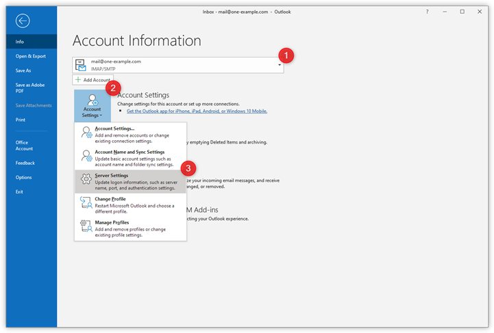 how to set up imap on outlook 365
